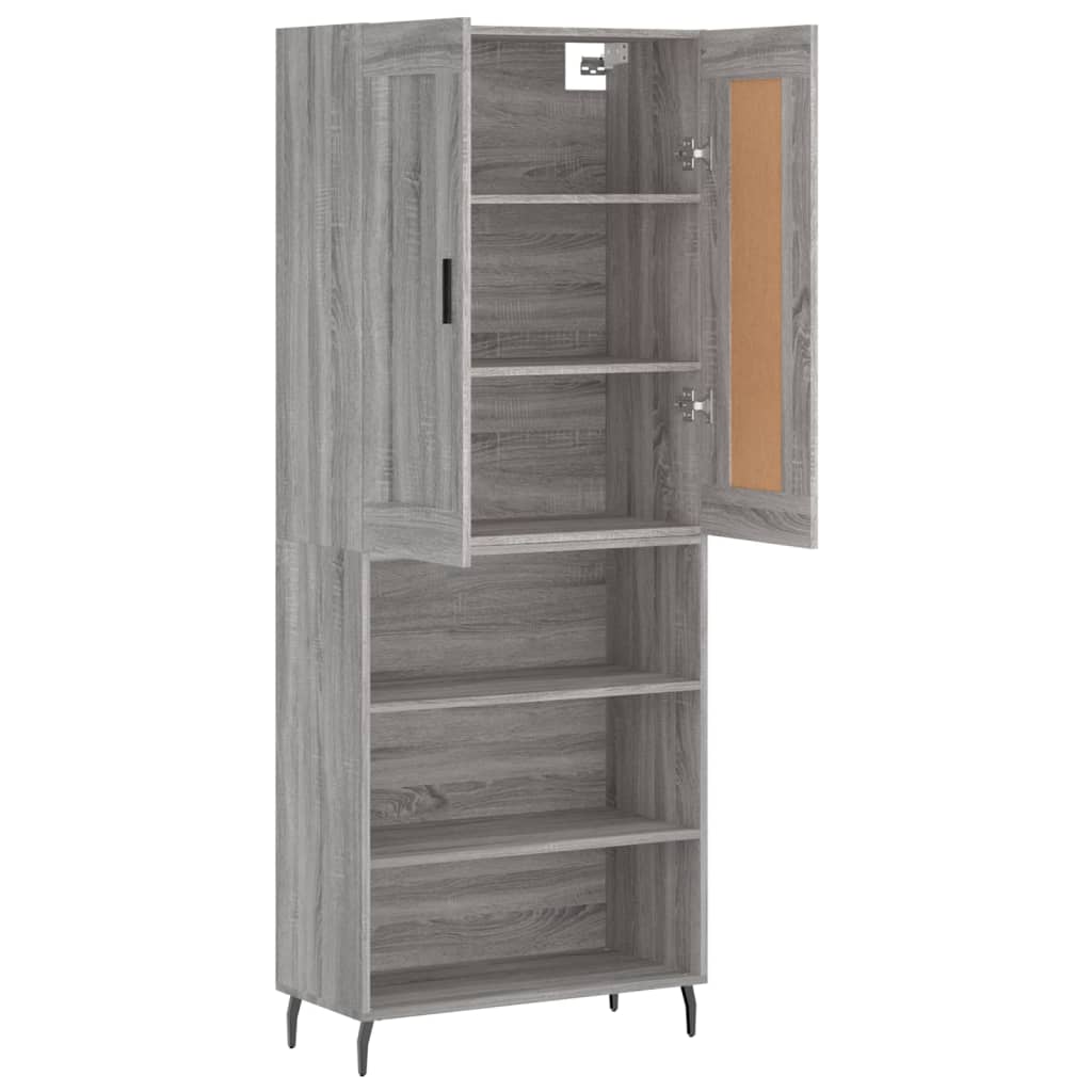 vidaXL Aparador alto madera contrachapada gris sonoma 69,5x34x180 cm