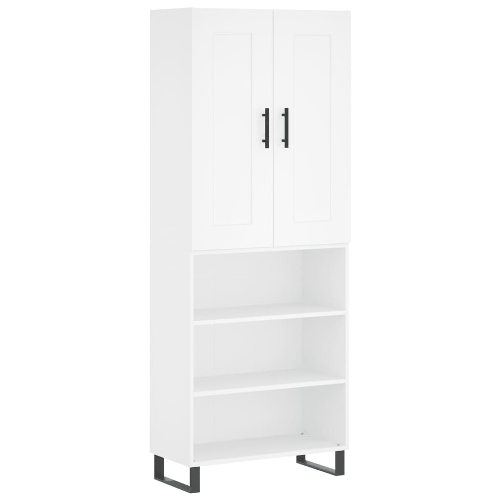 vidaXL Aparador alto madera contrachapada blanco 69,5x34x180 cm