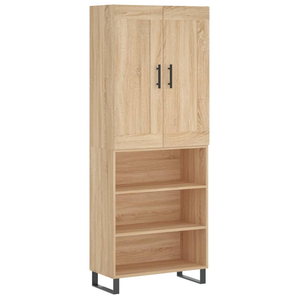 vidaXL Aparador alto madera contrachapada color roble 69,5x34x180 cm