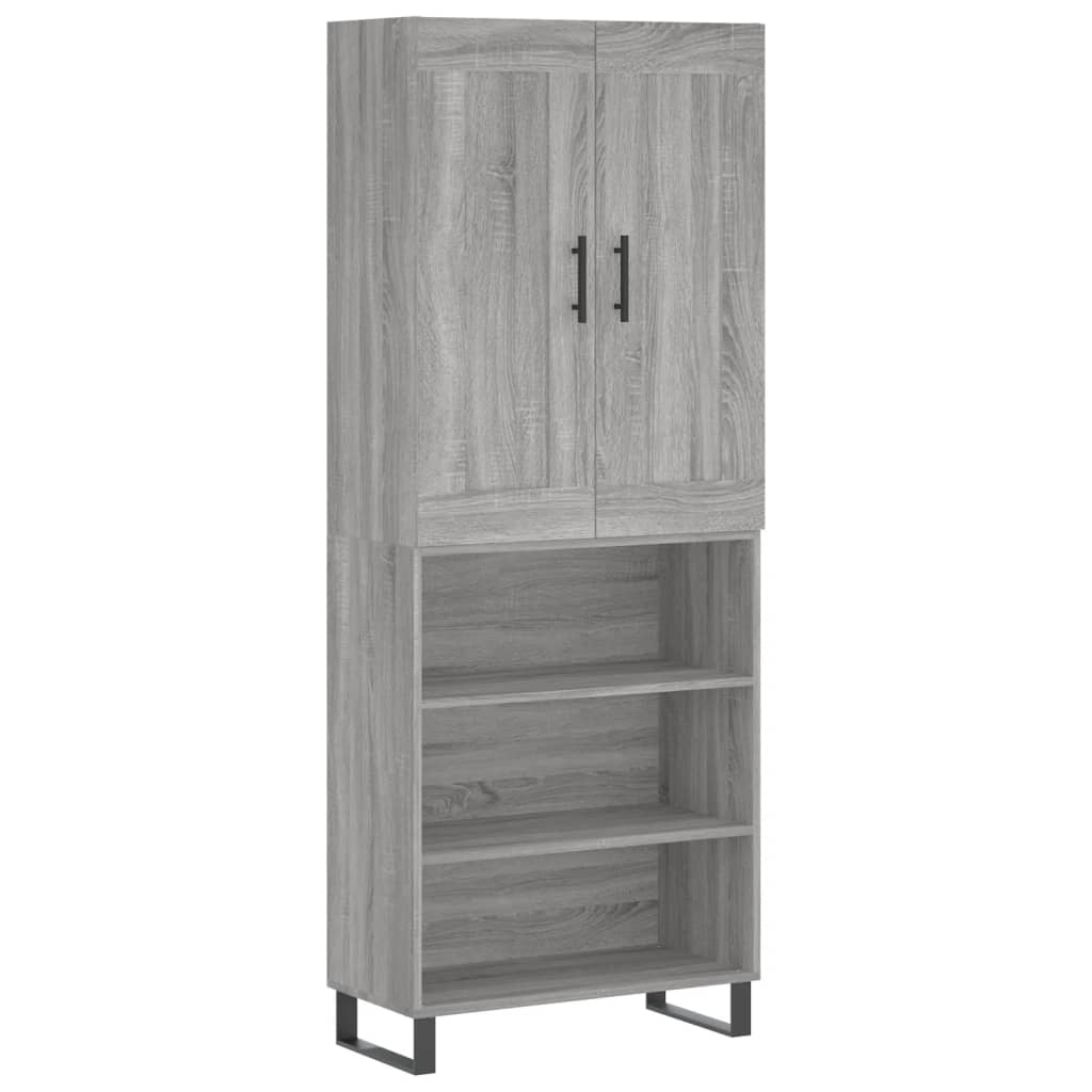 vidaXL Aparador alto madera contrachapada gris sonoma 69,5x34x180 cm