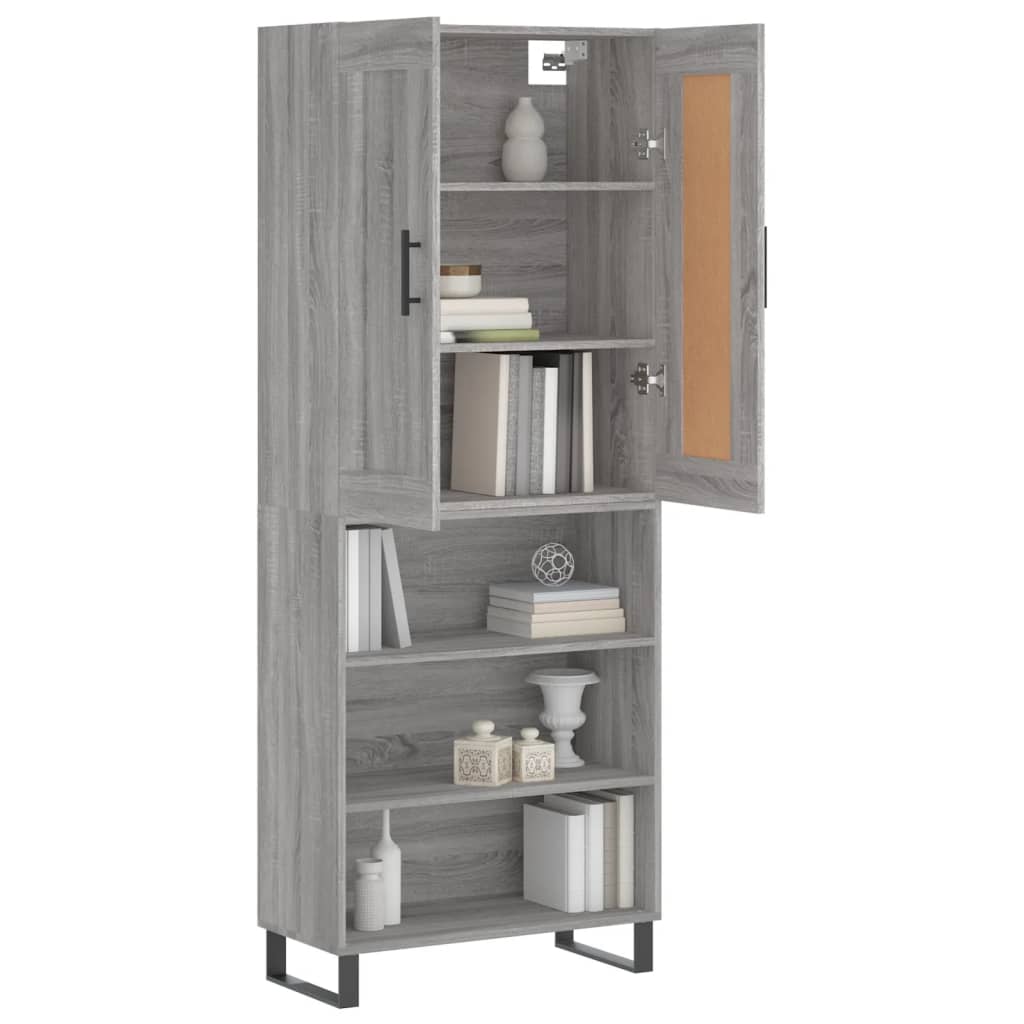 vidaXL Aparador alto madera contrachapada gris sonoma 69,5x34x180 cm