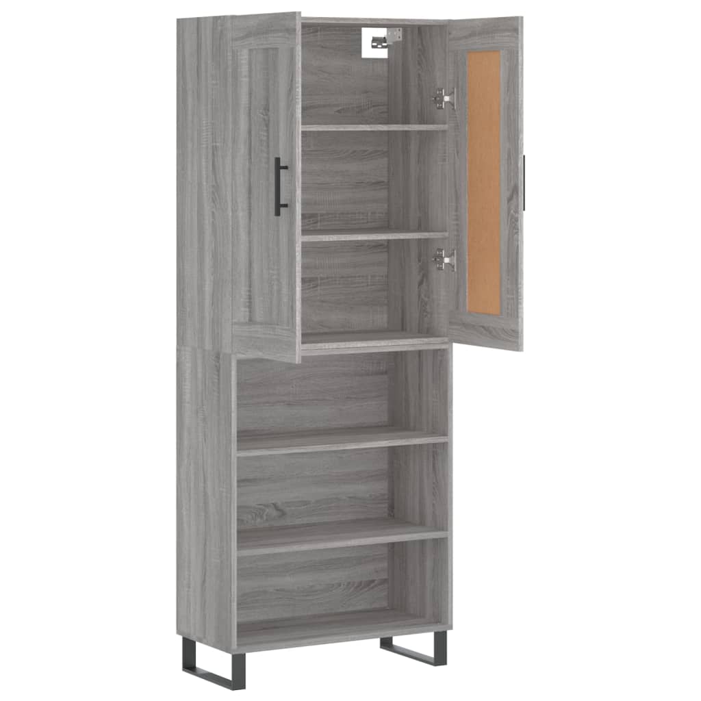 vidaXL Aparador alto madera contrachapada gris sonoma 69,5x34x180 cm