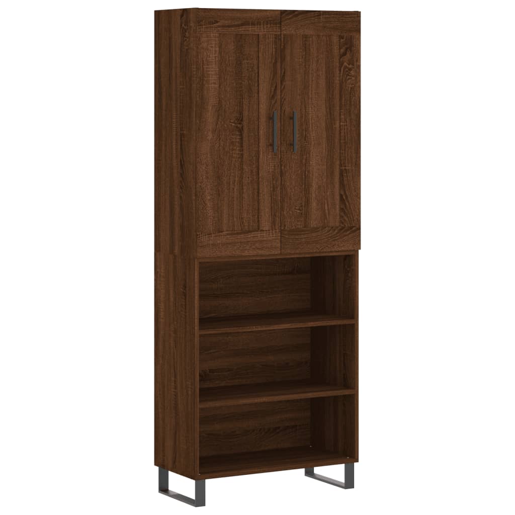 vidaXL Aparador alto madera contrachapada marrón roble 69,5x34x180 cm