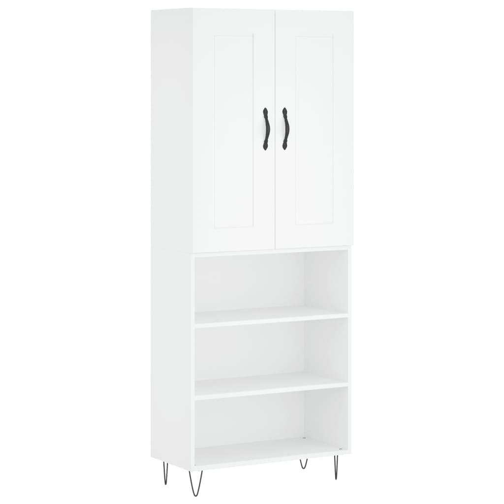 vidaXL Aparador alto madera contrachapada blanco 69,5x34x180 cm