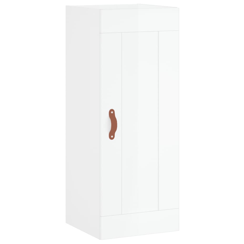 vidaXL Aparador alto madera contrachapada blanco brillo 34,5x34x180 cm