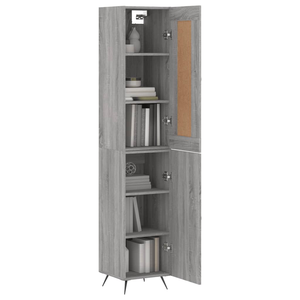 vidaXL Aparador alto madera contrachapada gris Sonoma 34,5x34x180 cm