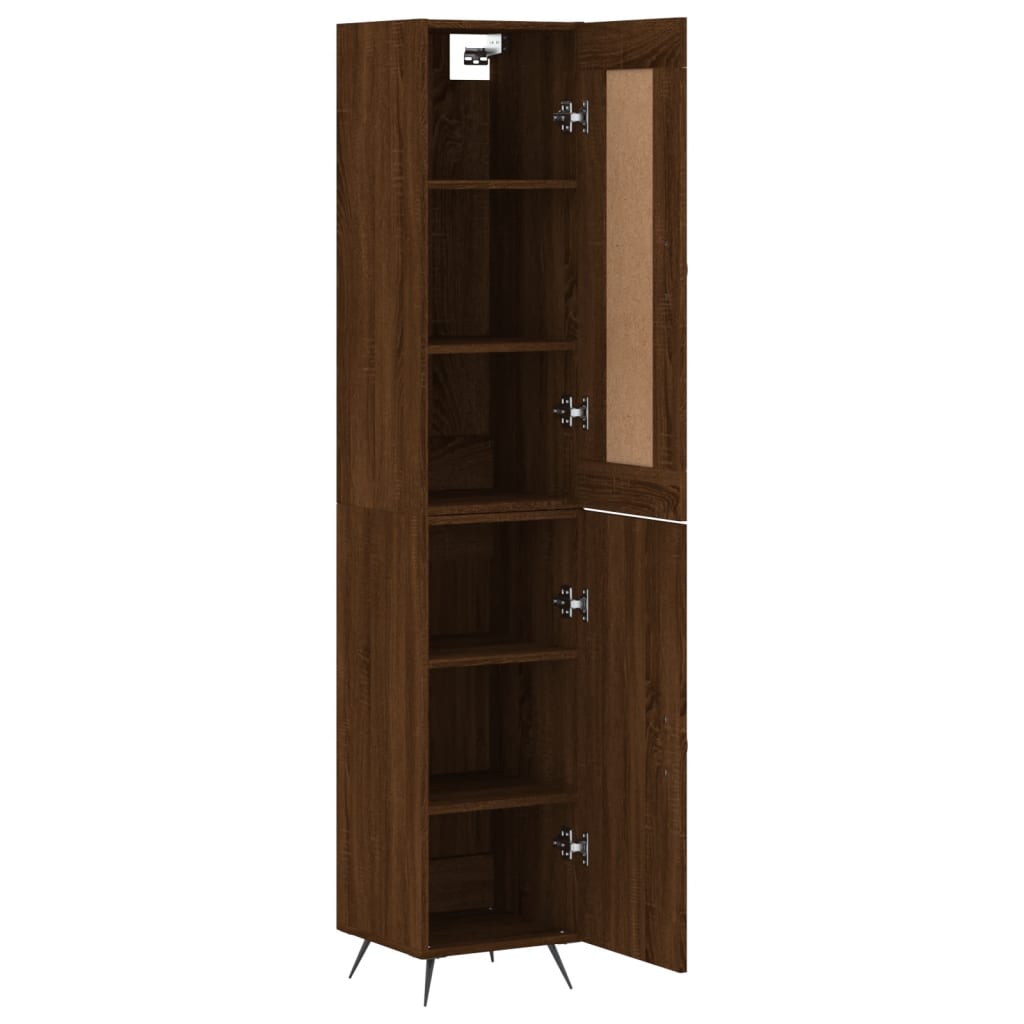 vidaXL Aparador alto madera contrachapada roble marrón 34,5x34x180 cm