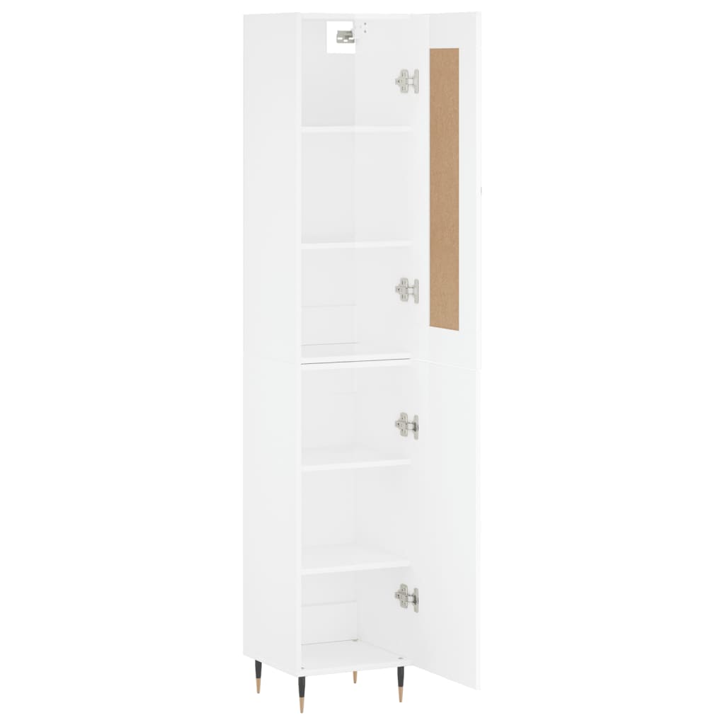 vidaXL Aparador alto madera contrachapada blanco brillo 34,5x34x180 cm