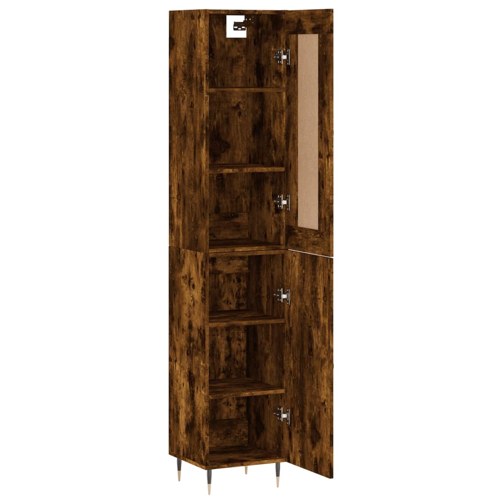 vidaXL Aparador de madera contrachapada roble ahumado 34,5x34x180 cm