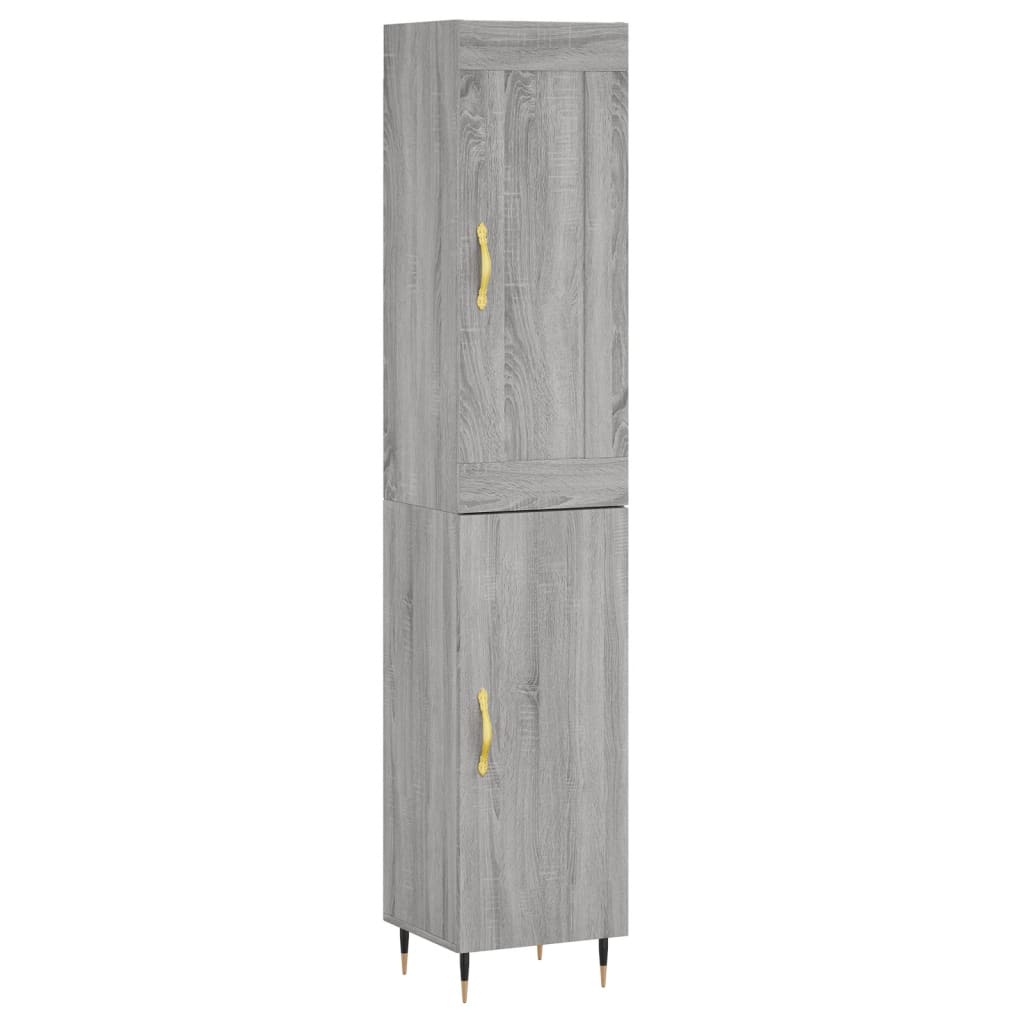 vidaXL Aparador alto madera contrachapada gris Sonoma 34,5x34x180 cm