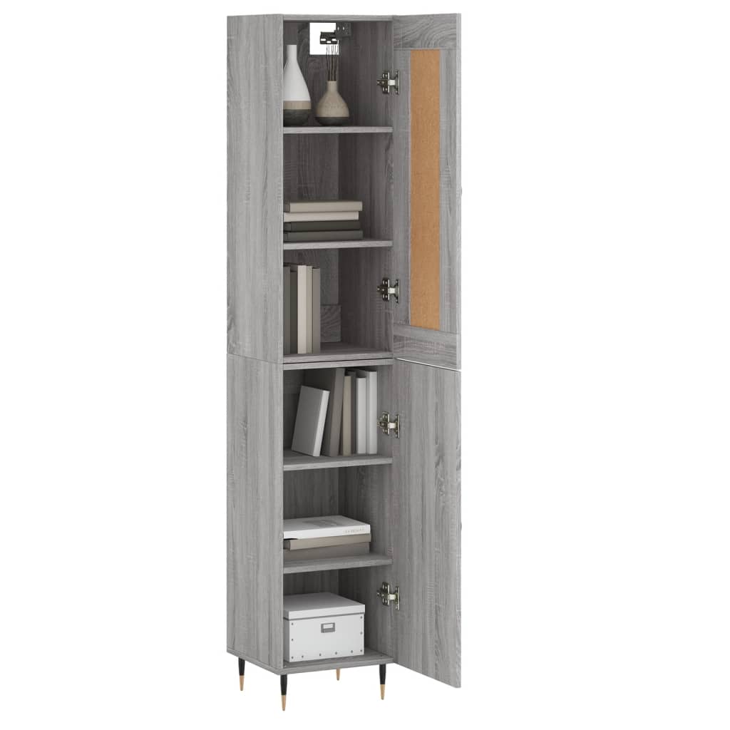 vidaXL Aparador alto madera contrachapada gris Sonoma 34,5x34x180 cm