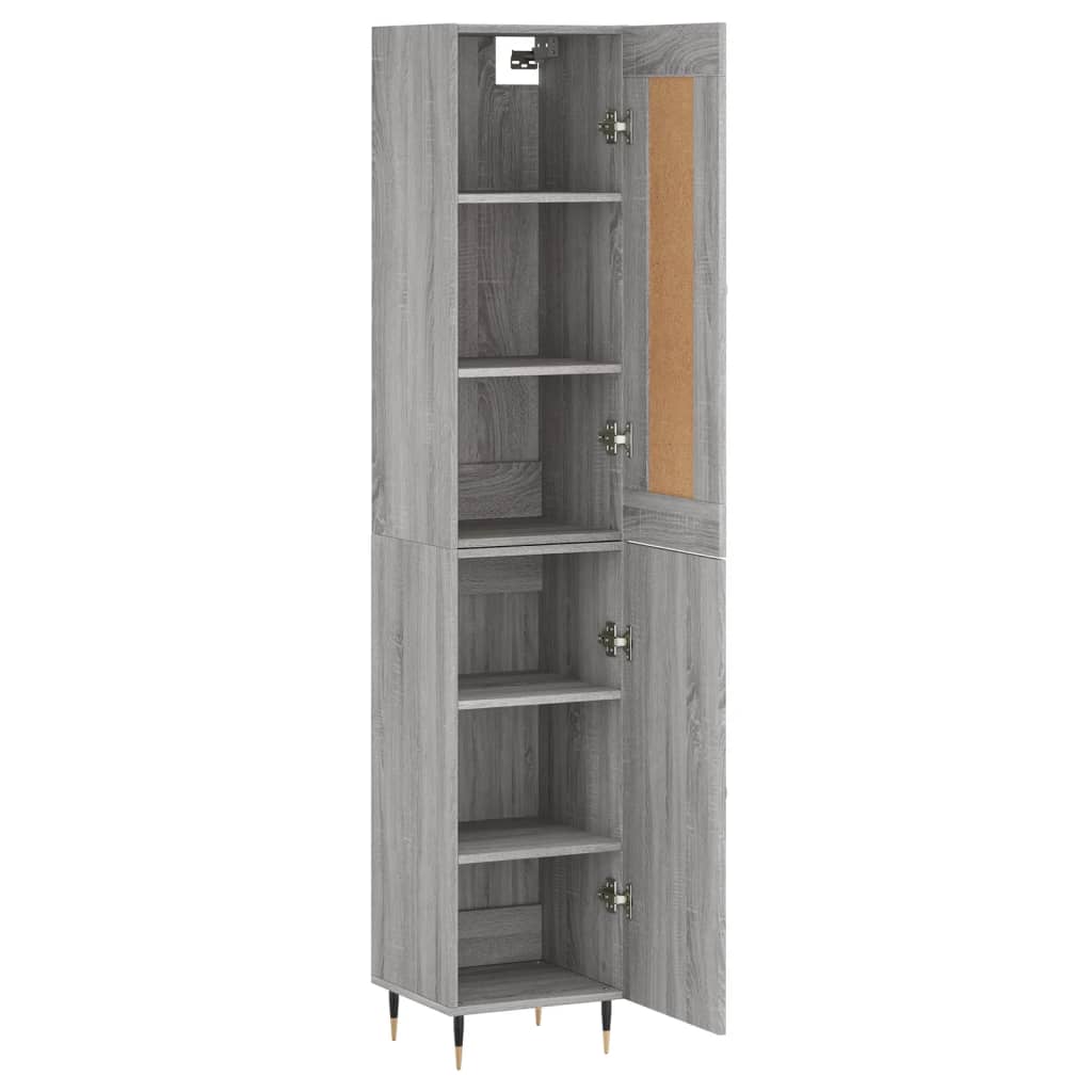 vidaXL Aparador alto madera contrachapada gris Sonoma 34,5x34x180 cm