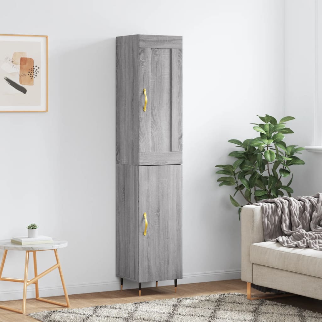 vidaXL Aparador alto madera contrachapada gris Sonoma 34,5x34x180 cm