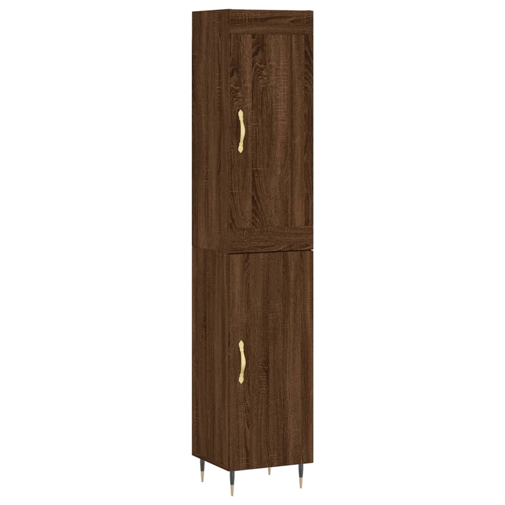 vidaXL Aparador alto madera contrachapada roble marrón 34,5x34x180 cm