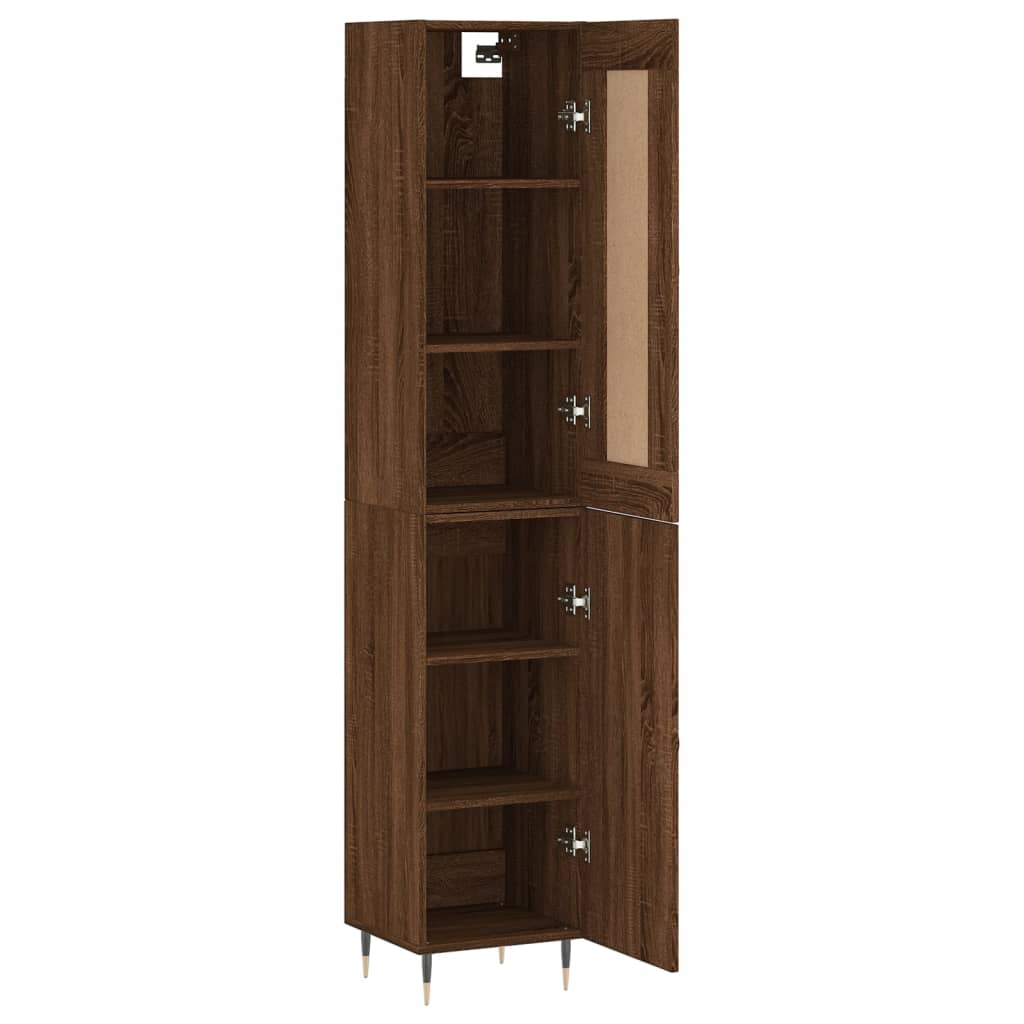 vidaXL Aparador alto madera contrachapada roble marrón 34,5x34x180 cm