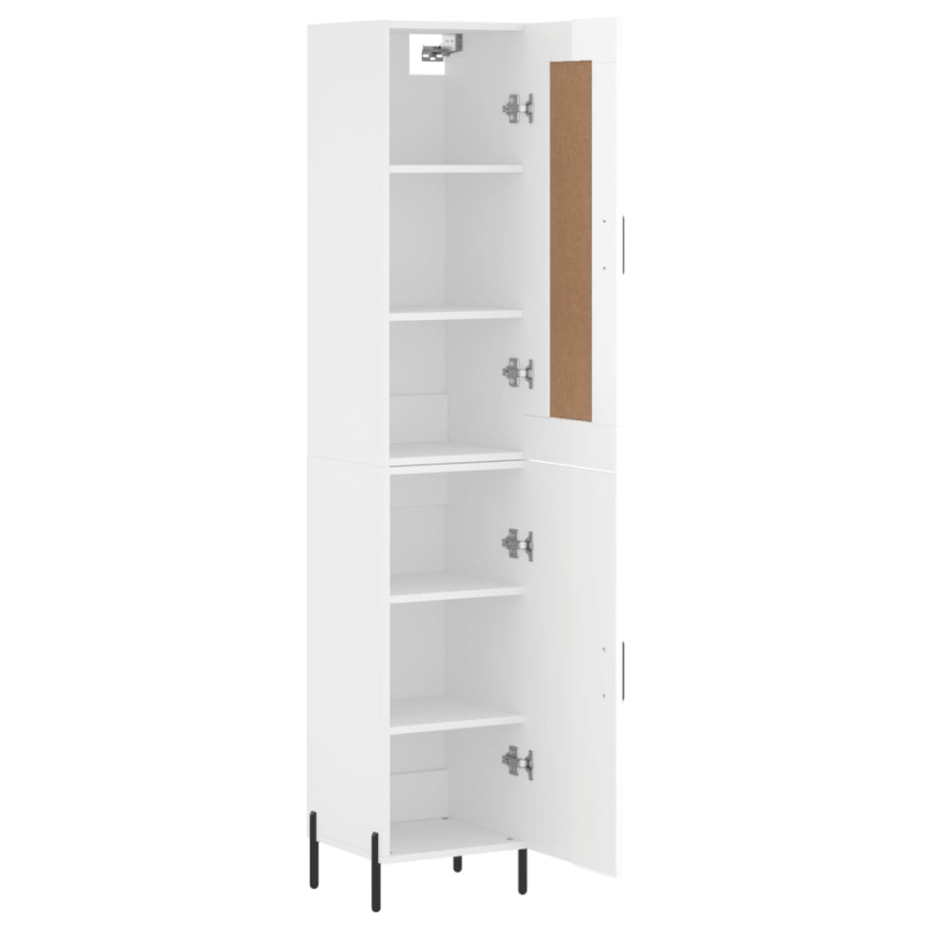 vidaXL Aparador alto madera contrachapada blanco brillo 34,5x34x180 cm