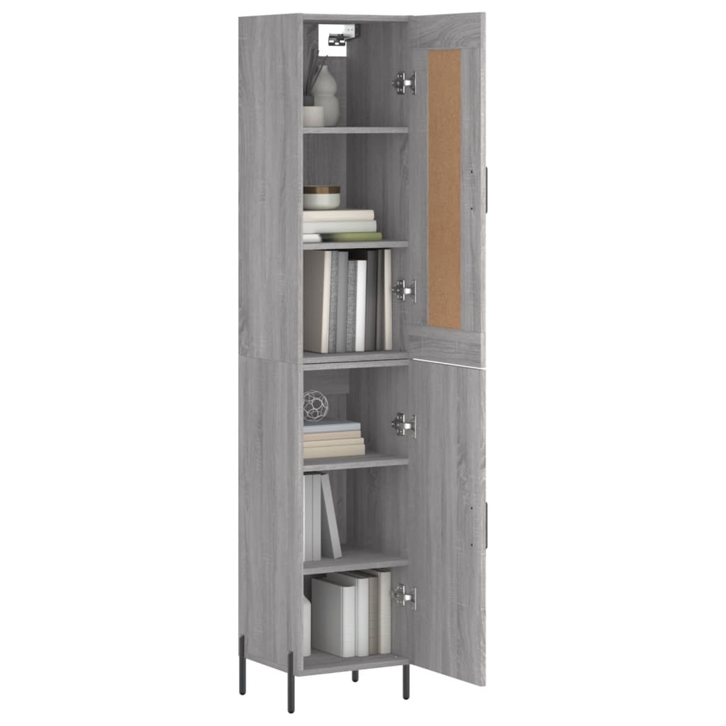 vidaXL Aparador alto madera contrachapada gris Sonoma 34,5x34x180 cm