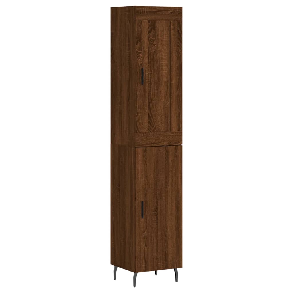 vidaXL Aparador alto madera contrachapada roble marrón 34,5x34x180 cm