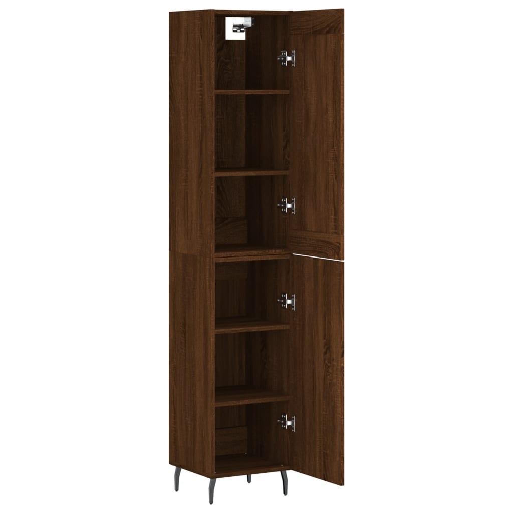 vidaXL Aparador alto madera contrachapada roble marrón 34,5x34x180 cm