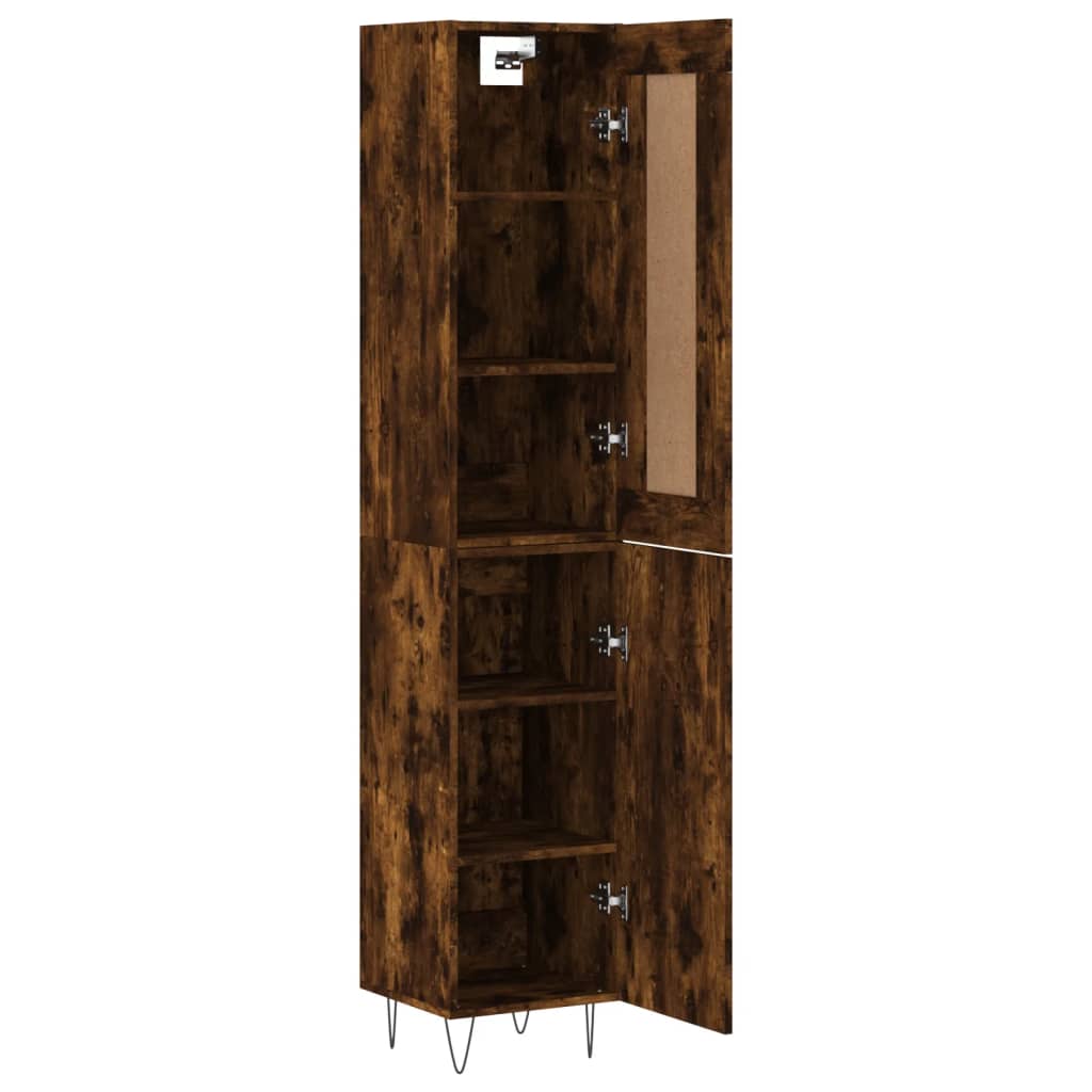 vidaXL Aparador de madera contrachapada roble ahumado 34,5x34x180 cm