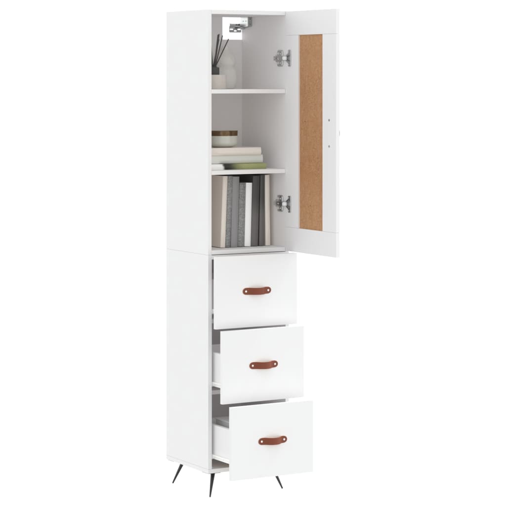 vidaXL Aparador alto madera contrachapada blanco 34,5x34x180 cm