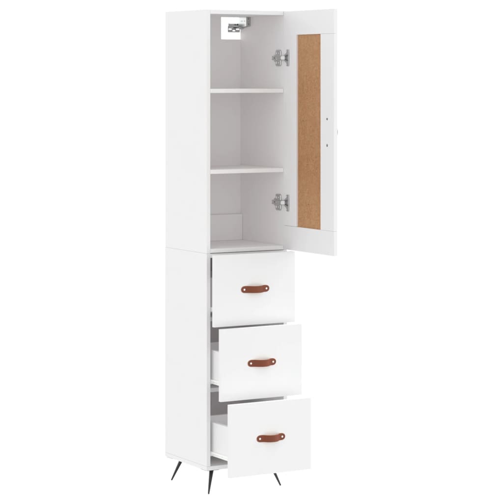 vidaXL Aparador alto madera contrachapada blanco 34,5x34x180 cm