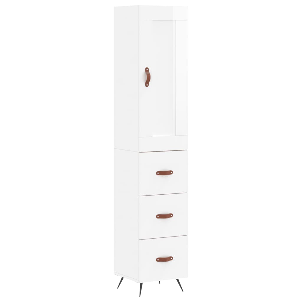 vidaXL Aparador alto madera contrachapada blanco brillo 34,5x34x180 cm