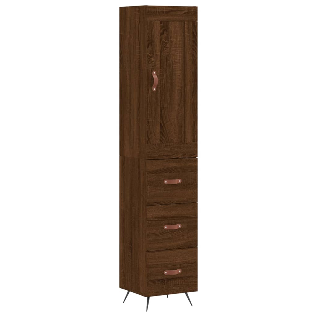 vidaXL Aparador alto madera contrachapada roble marrón 34,5x34x180 cm