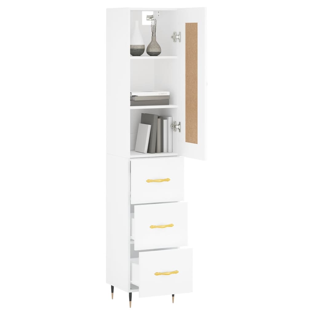 vidaXL Aparador alto madera contrachapada blanco 34,5x34x180 cm