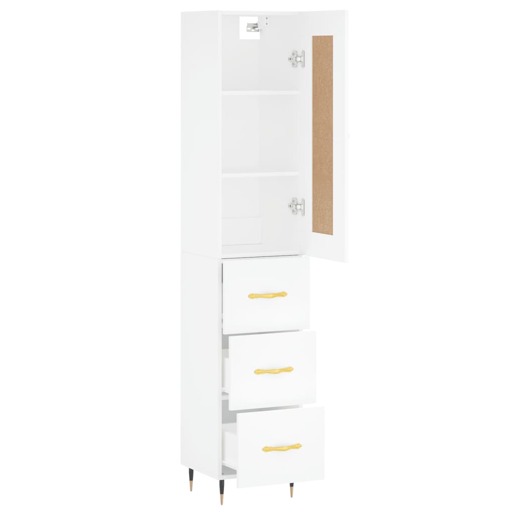 vidaXL Aparador alto madera contrachapada blanco 34,5x34x180 cm