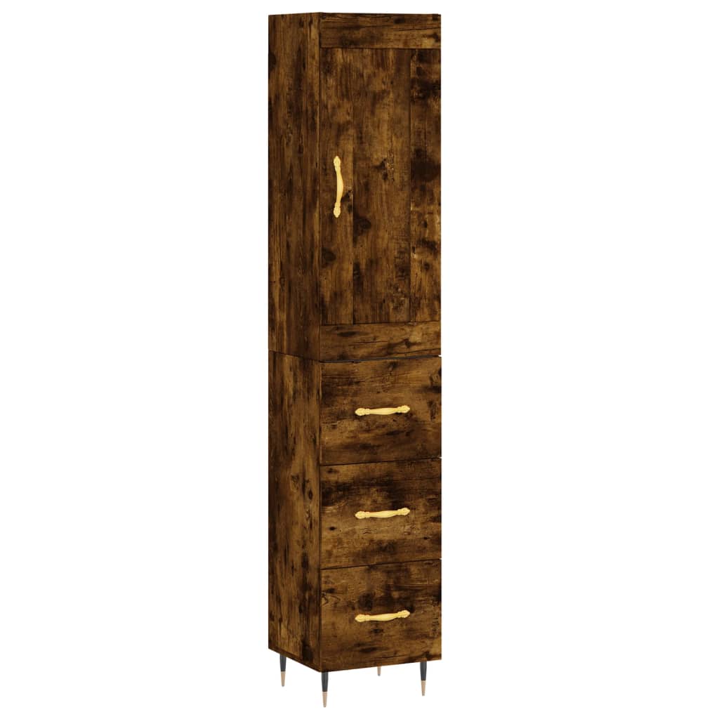 vidaXL Aparador de madera contrachapada roble ahumado 34,5x34x180 cm