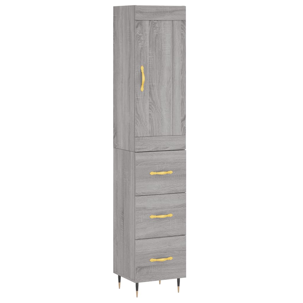 vidaXL Aparador alto madera contrachapada gris Sonoma 34,5x34x180 cm