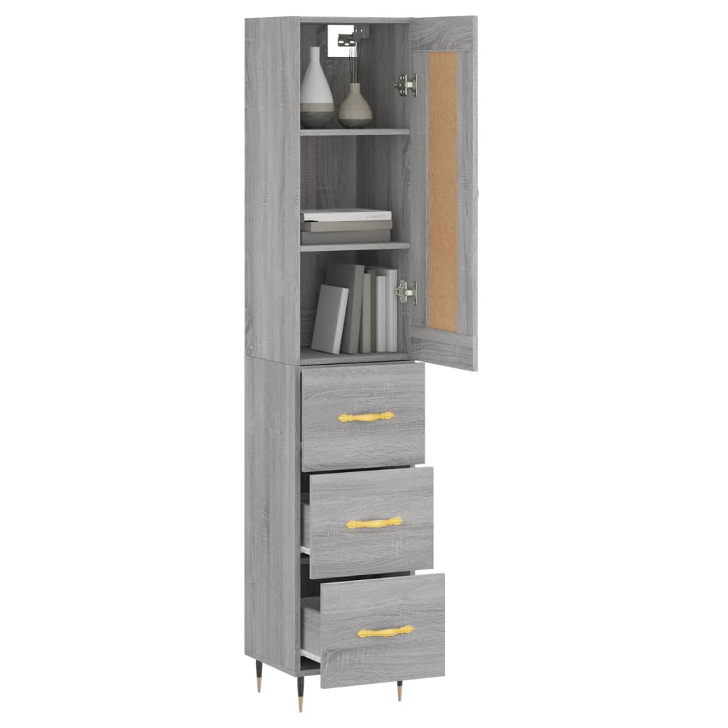 vidaXL Aparador alto madera contrachapada gris Sonoma 34,5x34x180 cm