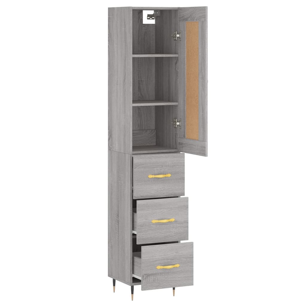 vidaXL Aparador alto madera contrachapada gris Sonoma 34,5x34x180 cm