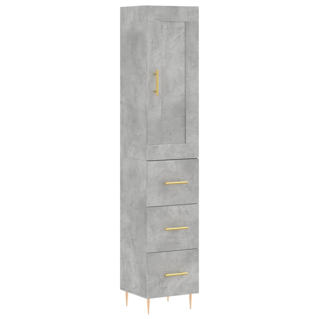 vidaXL Aparador de madera contrachapada gris hormigón 34,5x34x180 cm