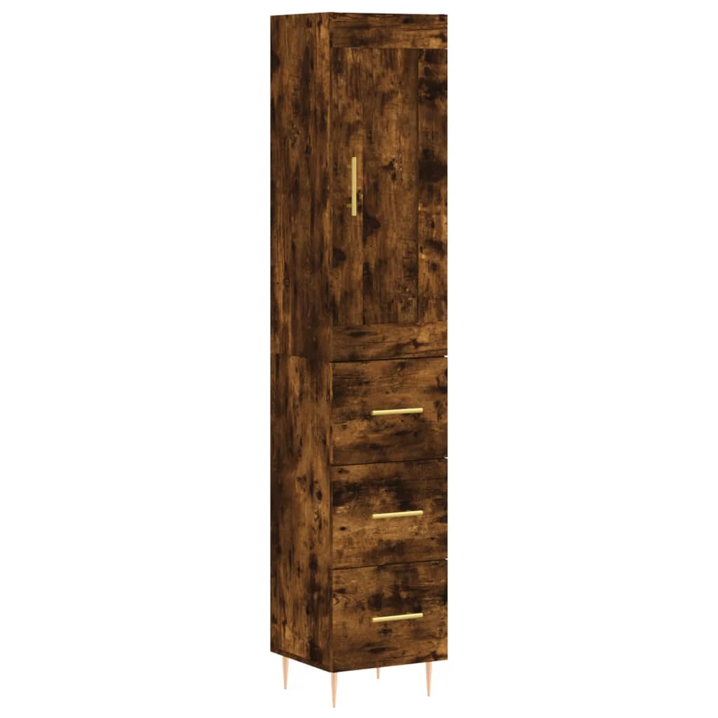 vidaXL Aparador de madera contrachapada roble ahumado 34,5x34x180 cm