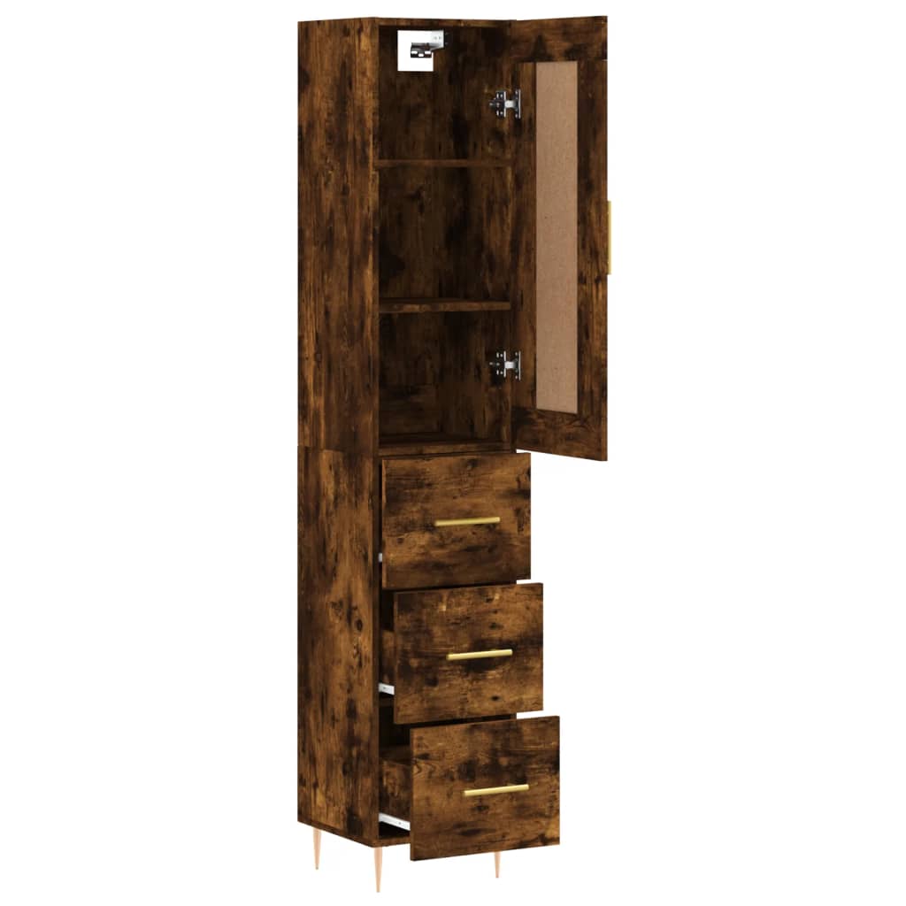 vidaXL Aparador de madera contrachapada roble ahumado 34,5x34x180 cm