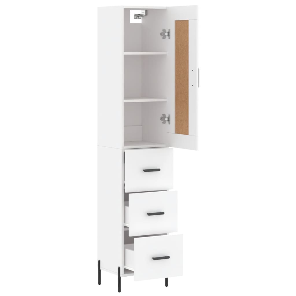 vidaXL Aparador alto madera contrachapada blanco 34,5x34x180 cm