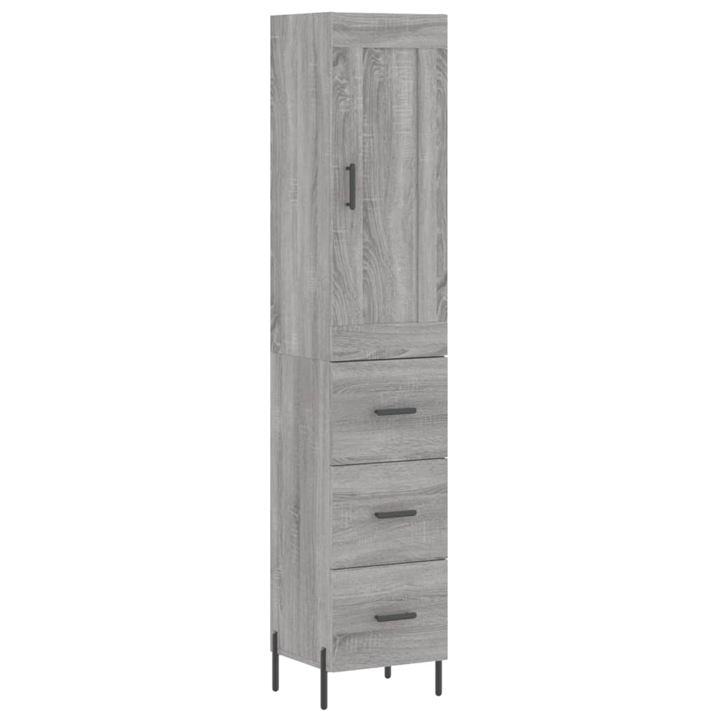 vidaXL Aparador alto madera contrachapada gris Sonoma 34,5x34x180 cm