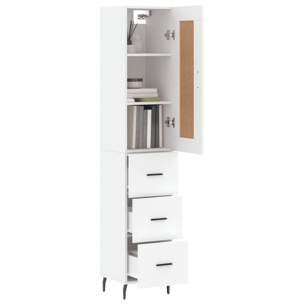 vidaXL Aparador alto madera contrachapada blanco 34,5x34x180 cm