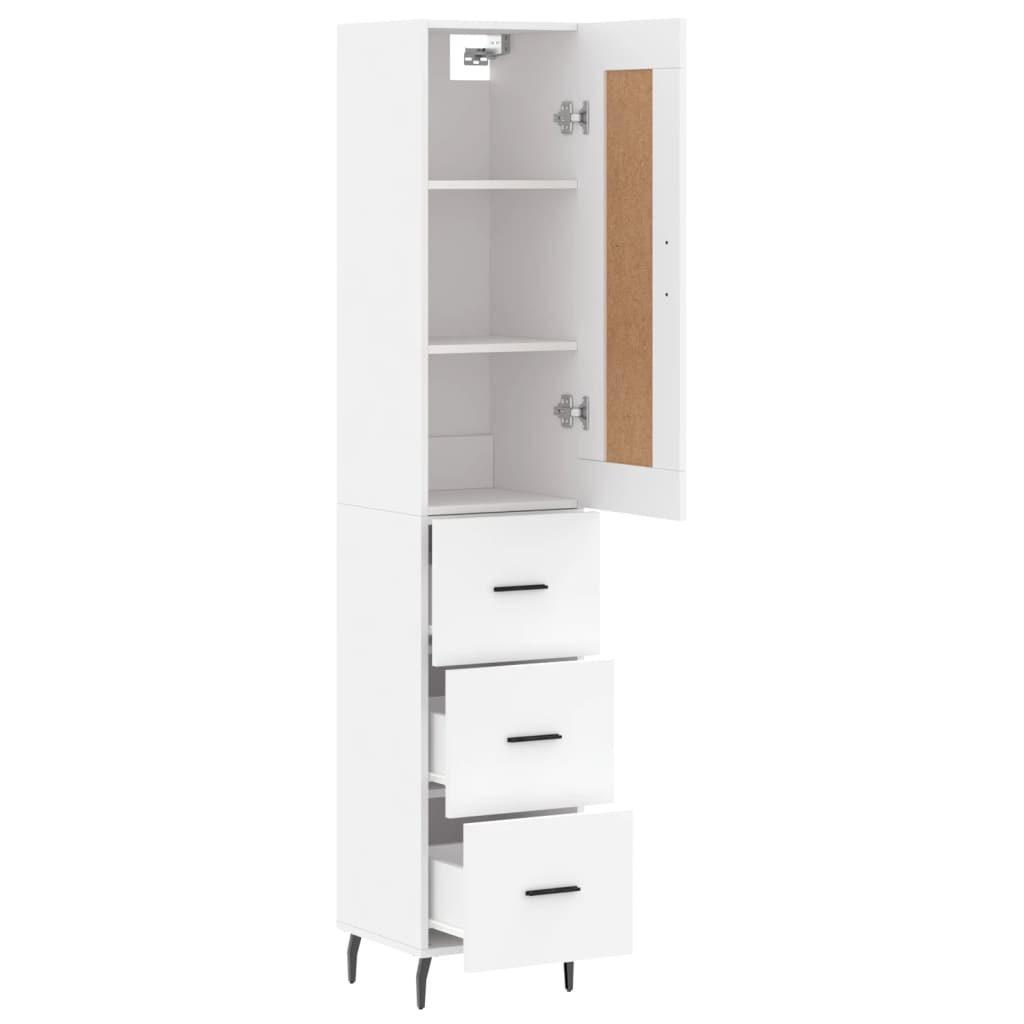 vidaXL Aparador alto madera contrachapada blanco 34,5x34x180 cm