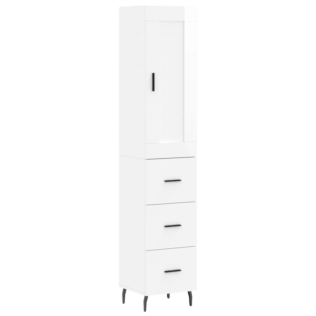 vidaXL Aparador alto madera contrachapada blanco brillo 34,5x34x180 cm