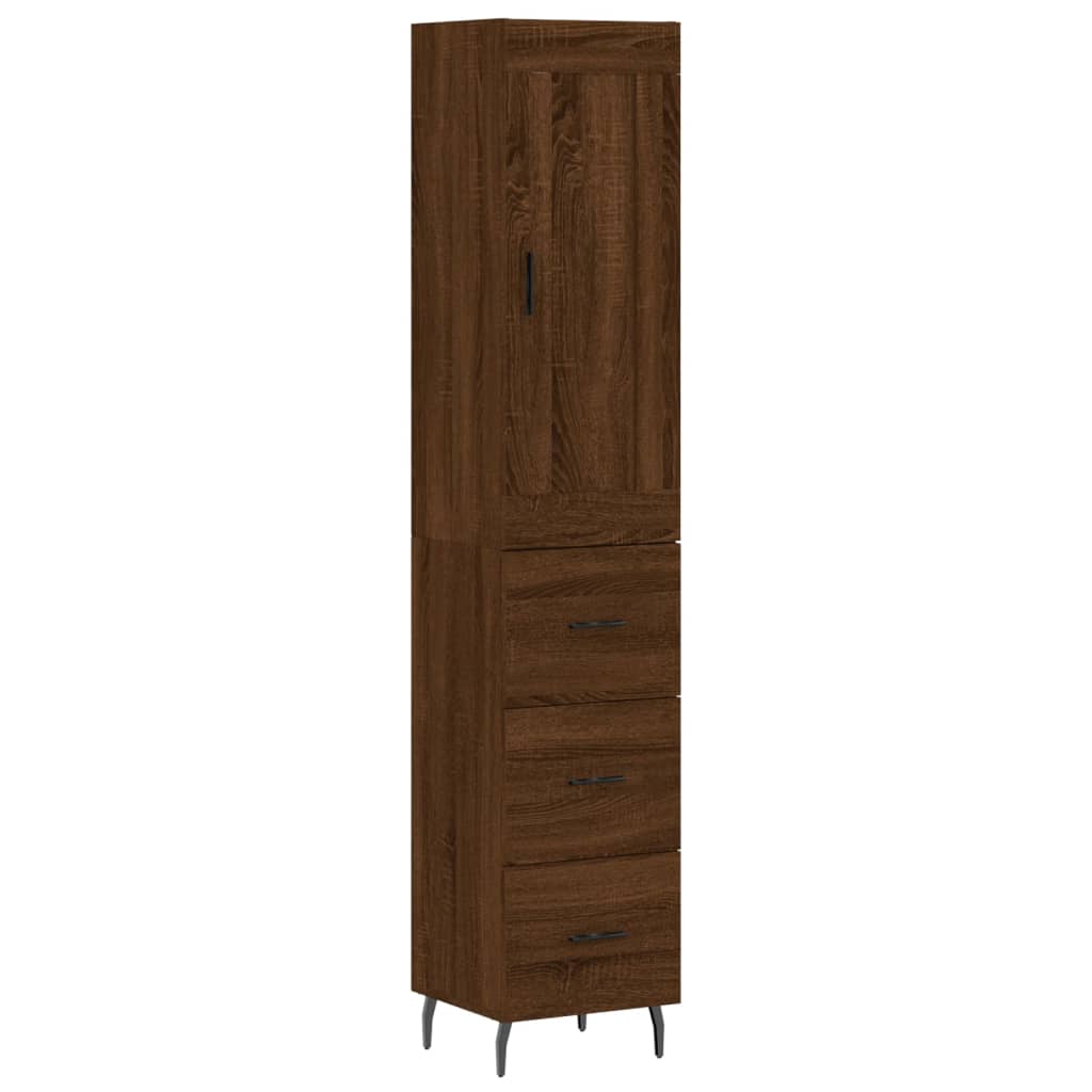 vidaXL Aparador alto madera contrachapada roble marrón 34,5x34x180 cm