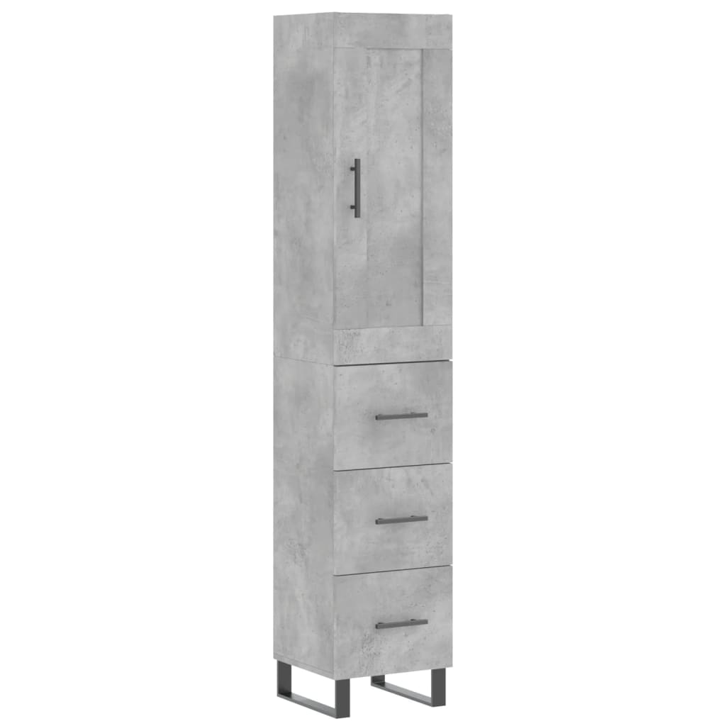 vidaXL Aparador de madera contrachapada gris hormigón 34,5x34x180 cm