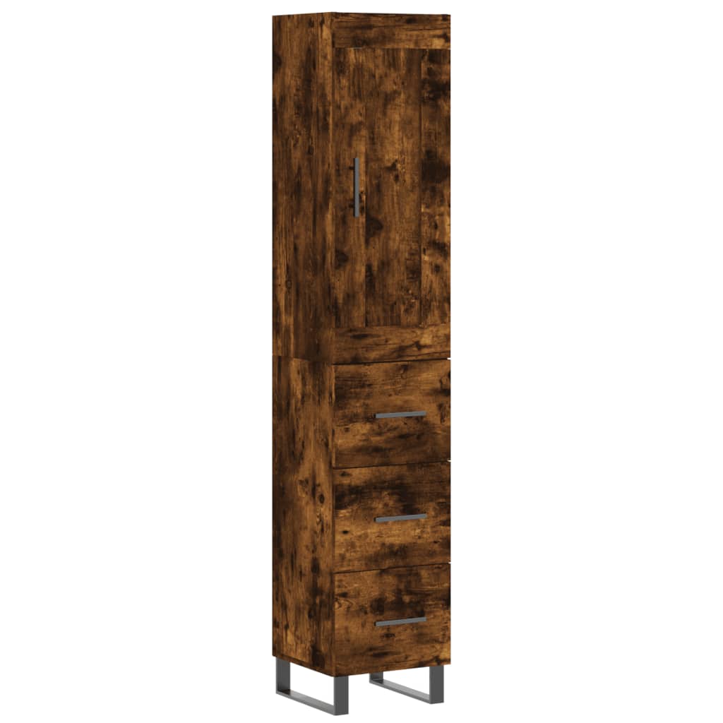 vidaXL Aparador de madera contrachapada roble ahumado 34,5x34x180 cm