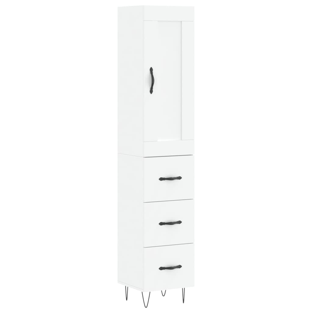 vidaXL Aparador alto madera contrachapada blanco 34,5x34x180 cm