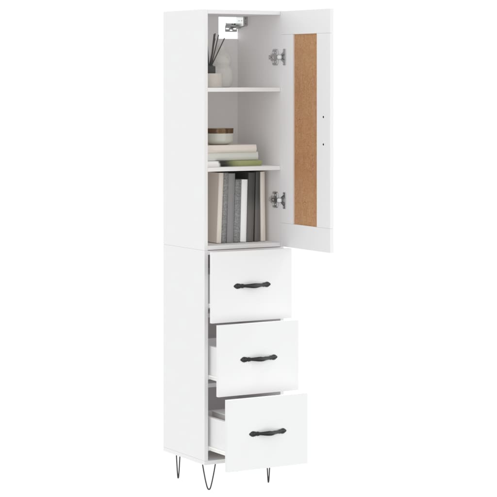 vidaXL Aparador alto madera contrachapada blanco 34,5x34x180 cm