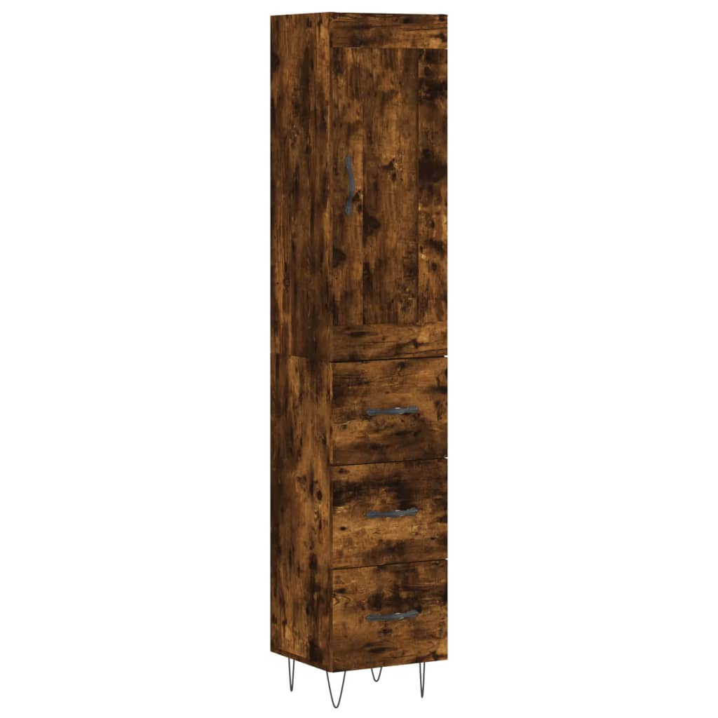 vidaXL Aparador de madera contrachapada roble ahumado 34,5x34x180 cm