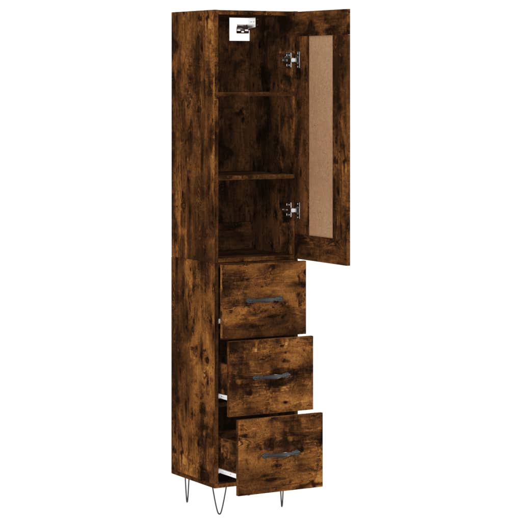 vidaXL Aparador de madera contrachapada roble ahumado 34,5x34x180 cm