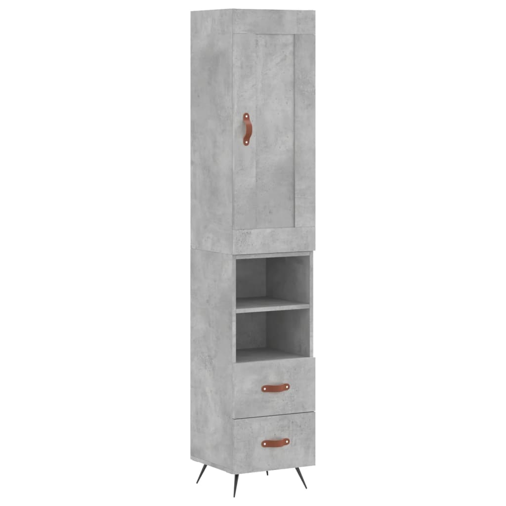 vidaXL Aparador de madera contrachapada gris hormigón 34,5x34x180 cm